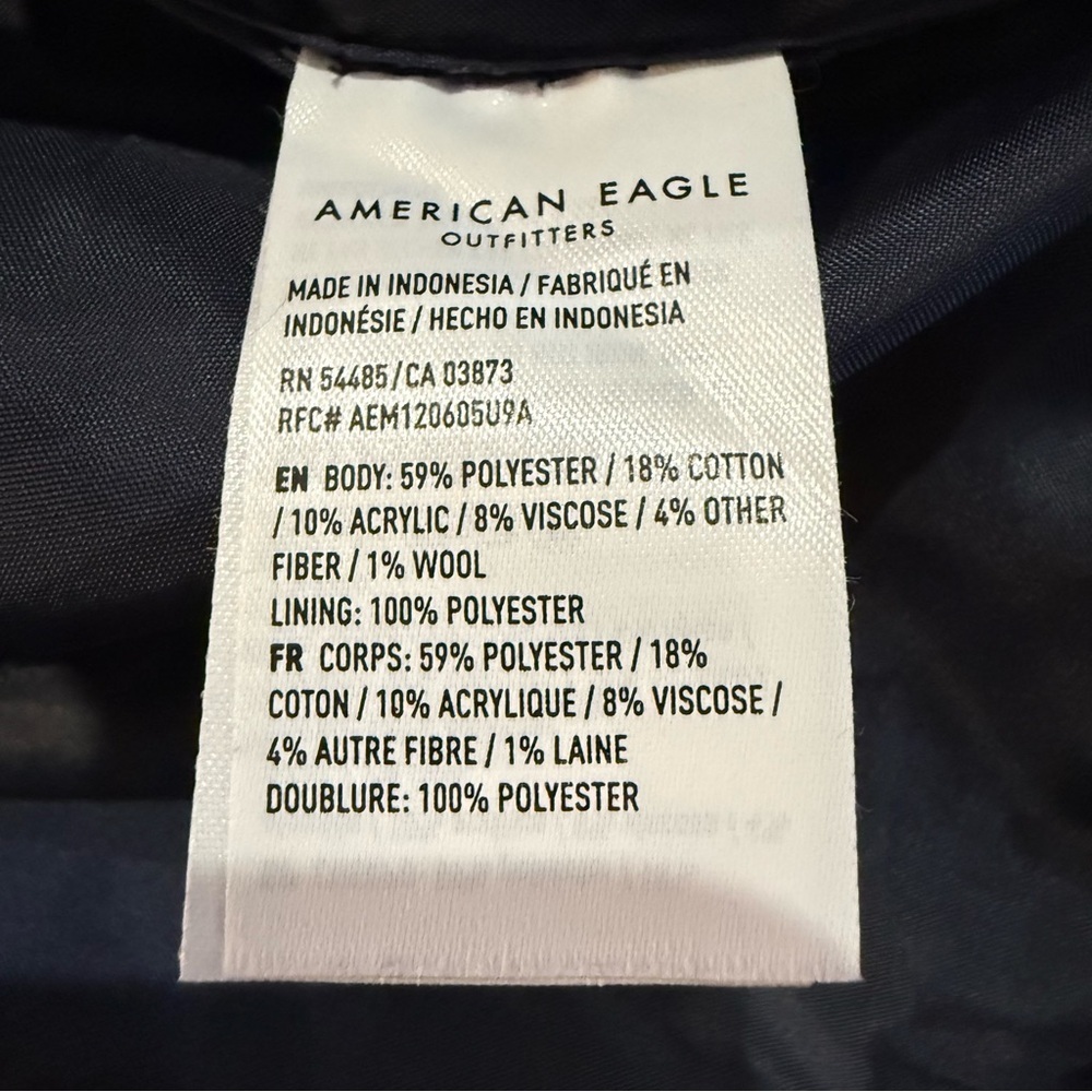 American Eagle Plaid Oversized Lined Shacket Women’s Medium Brown/Navy Jacket - Picture 7 of 9